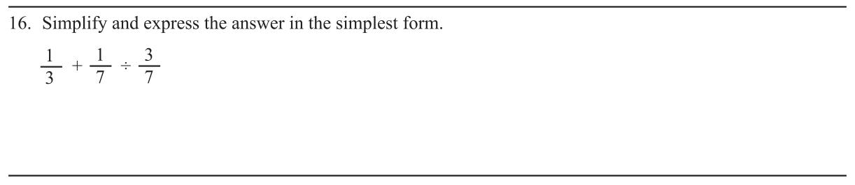 Paper I Part A Q16: Simplify fractions with addition and division