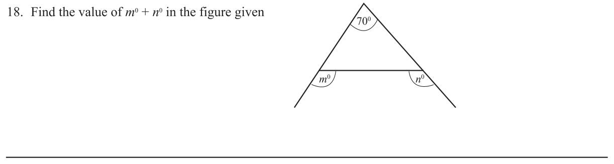 Paper I Part A Q18: Sum of two exterior angles of a triangle