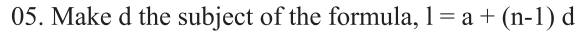 Paper I Part A Q5: Change the subject of an arithmetic-progression formula