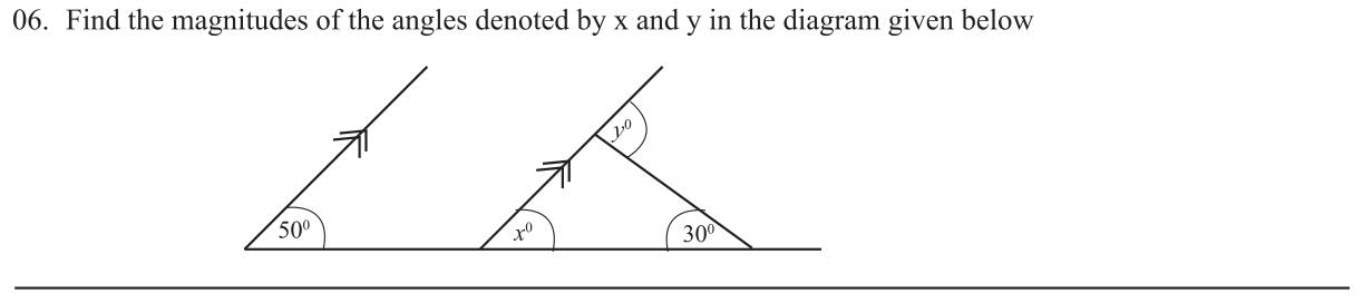 Paper I Part A Q6: Corresponding angle and exterior angle of a triangle