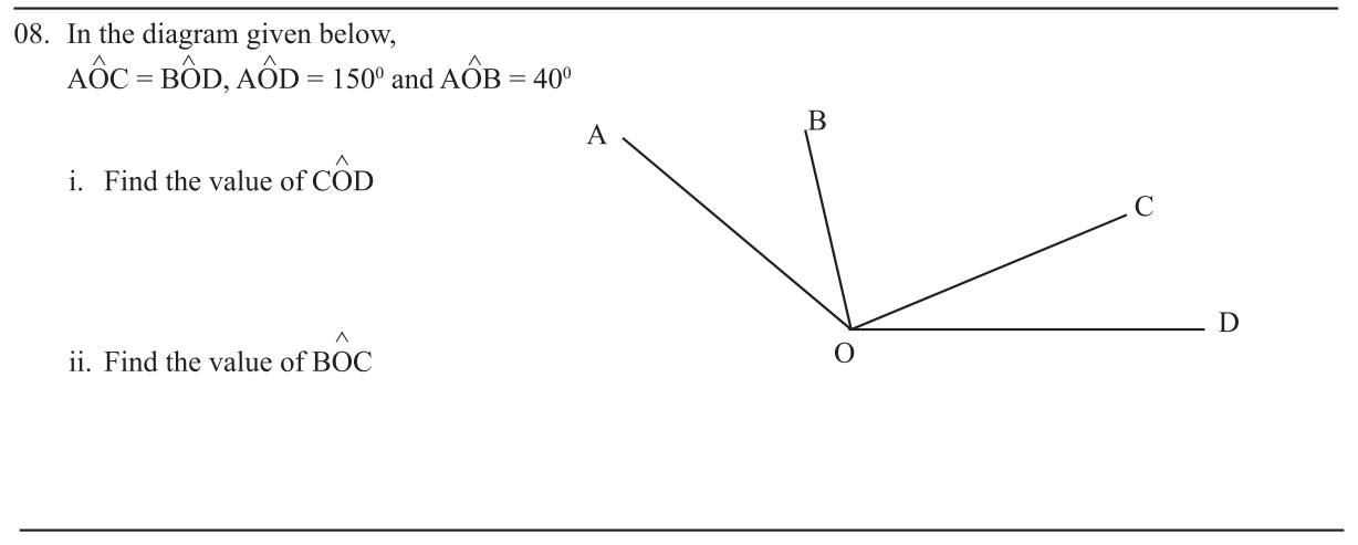 Paper I Part A Q8: Angles at a point using an axiom with equal angle pairs