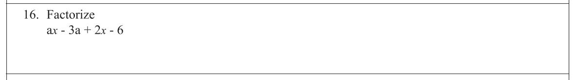 Paper I Part A Q16: Factorise four terms by grouping