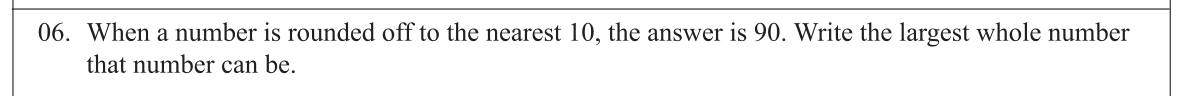 Paper I Part A Q6: Largest whole number that rounds to a given tens value