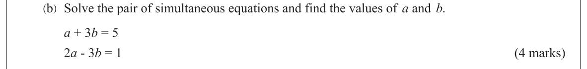 Paper I Part B Q5(b): Solve a pair of simultaneous equations