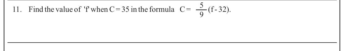 Paper I Part A Q11: Substitute into a temperature conversion formula