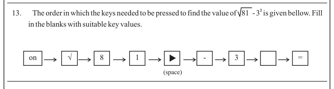 Paper I Part A Q13: Missing calculator key for squaring a number