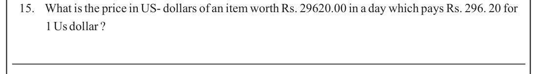 Paper I Part A Q15: Convert a rupee price to US dollars
