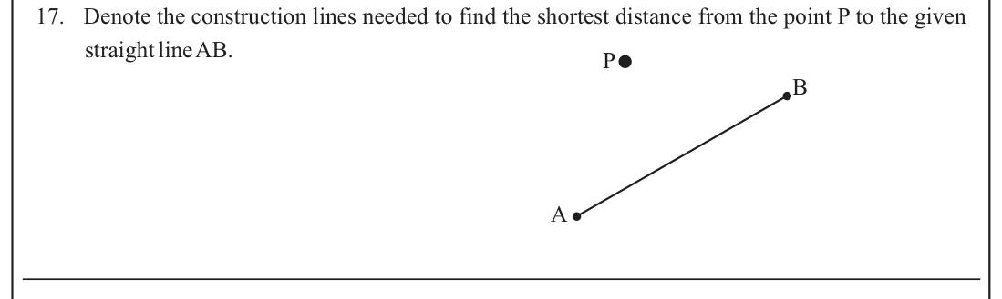 Paper I Part A Q17: Construction for the shortest distance from a point to a line