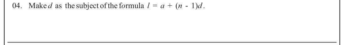 Paper I Part A Q4: Make d the subject of the nth-term formula