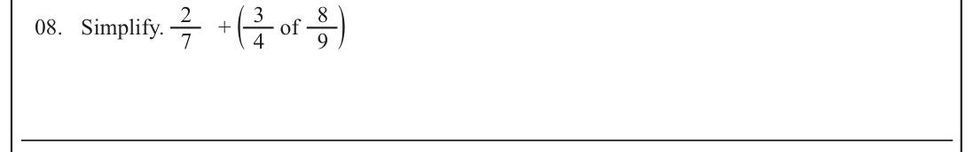 Paper I Part A Q8: Simplify a fraction expression containing 'of'