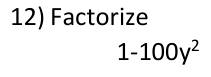 Paper I Part A Q12: Factorise a difference of two squares