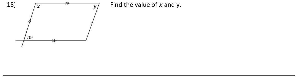Paper I Part A Q15: Angles of a parallelogram from one given angle