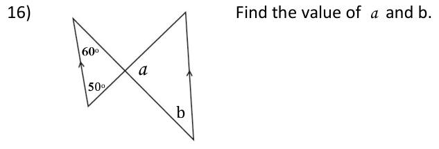 Paper I Part A Q16: Angles in two triangles between parallel lines