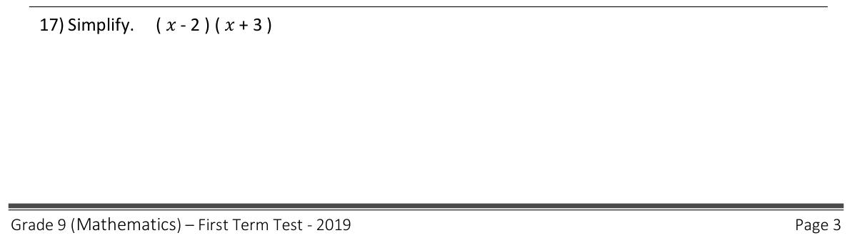 Paper I Part A Q17: Expand a product of two binomials