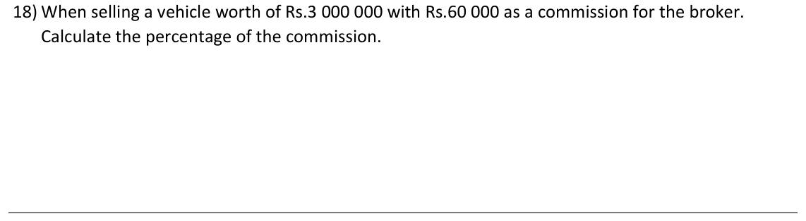 Paper I Part A Q18: Commission as a percentage of a sale price