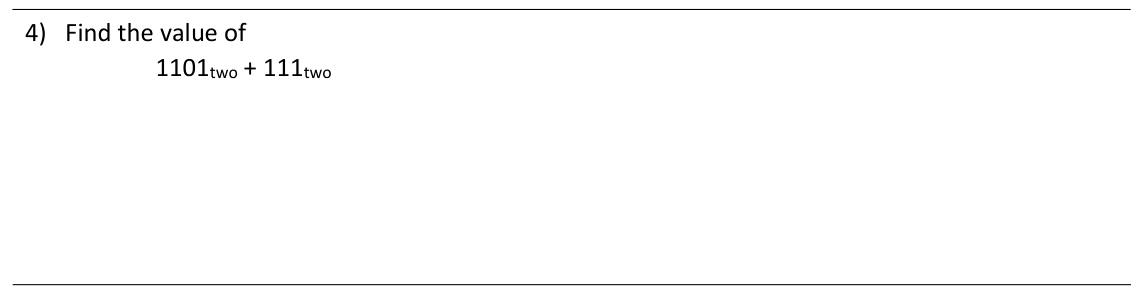 Paper I Part A Q4: Add two binary numbers