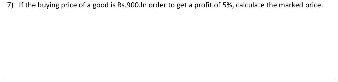 Paper I Part A Q7: Price to mark for a given profit percentage