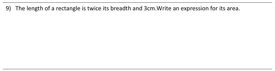 Paper I Part A Q9: Area expression for a rectangle with length related to breadth