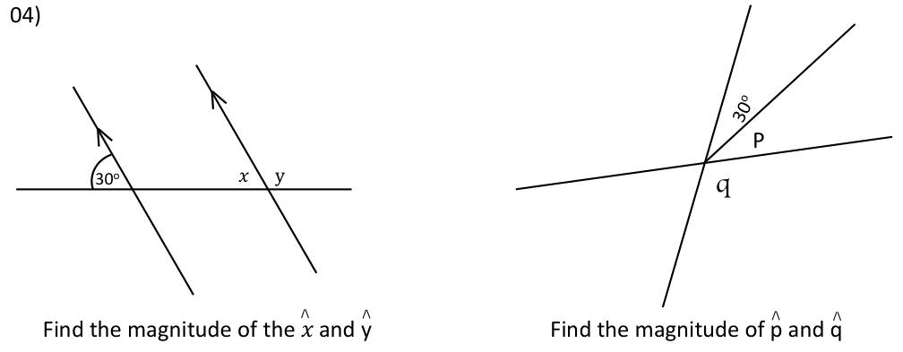Paper II Part A Q4(a): Angles with parallel lines; angles at a point with three lines