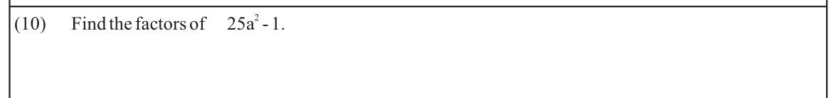 Paper I Part A Q10: Factorise a difference of two squares