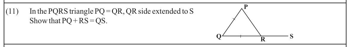 Paper I Part A Q11: Show a length relation using equal sides and axioms