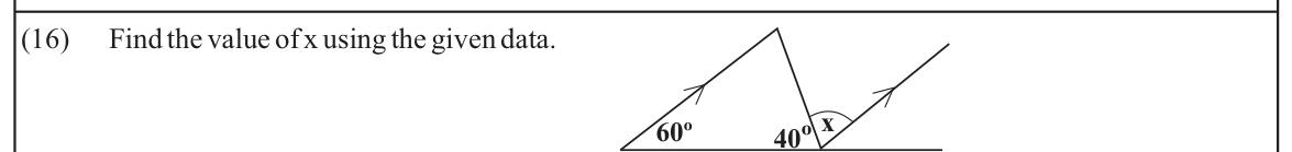 Paper I Part A Q16: Angle using parallel lines and a triangle