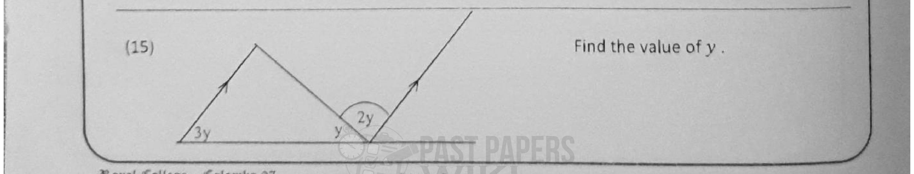 Paper I Part A Q15: Angles at a point between parallel lines with algebraic angles