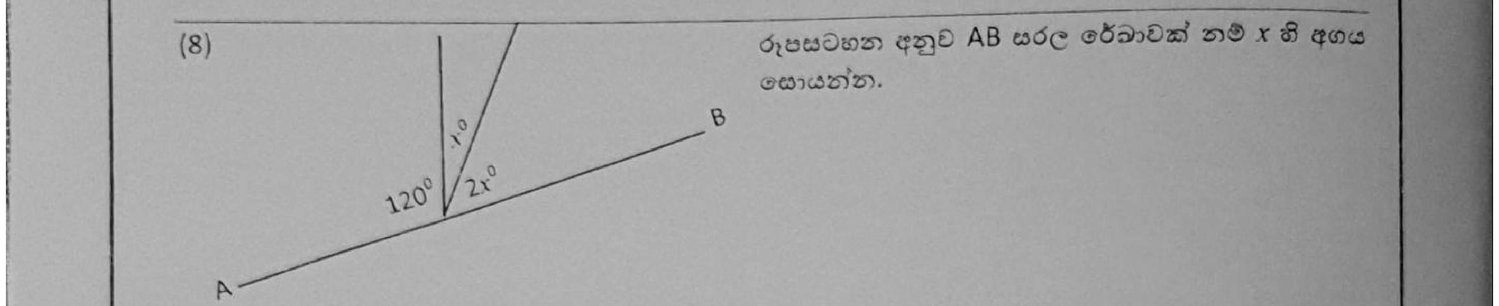 Paper I Part A Q8: Angles on a straight line with algebraic angles