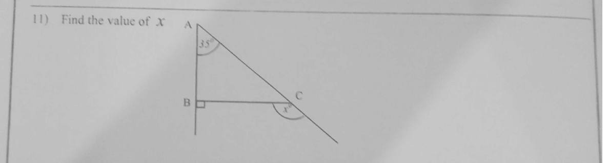 Paper I Part A Q11: Exterior angle of a right triangle