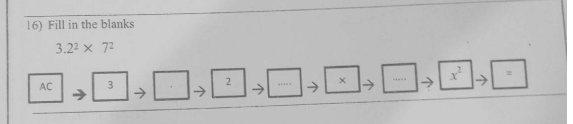 Paper I Part A Q16: Fill in calculator key sequence for a product of squares