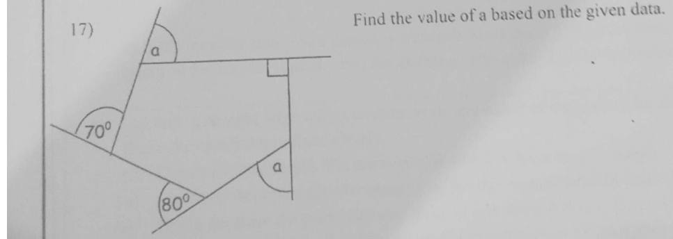 Paper I Part A Q17: Exterior angles of a pentagon with two equal unknowns
