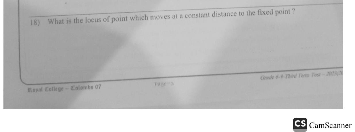 Paper I Part A Q18: Locus of a point at fixed distance from a point