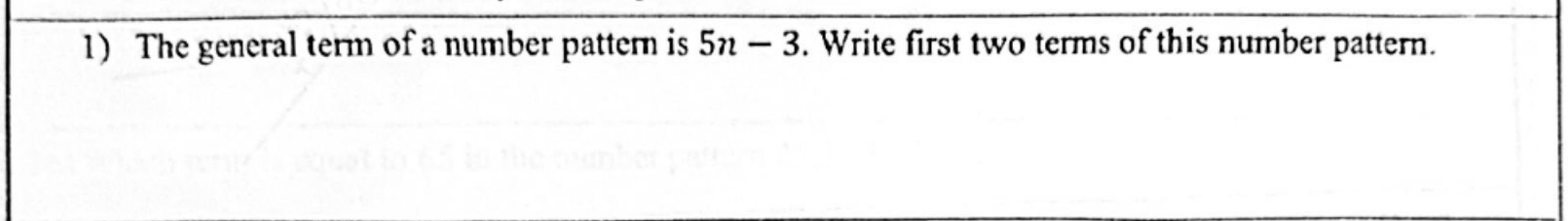 Paper I Part A Q1: First two terms from a linear general term