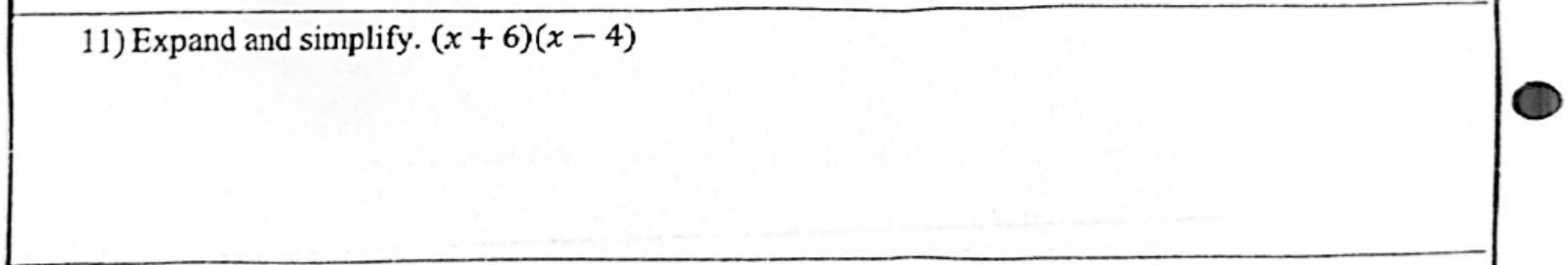 Paper I Part A Q11: Expand a product of two binomials