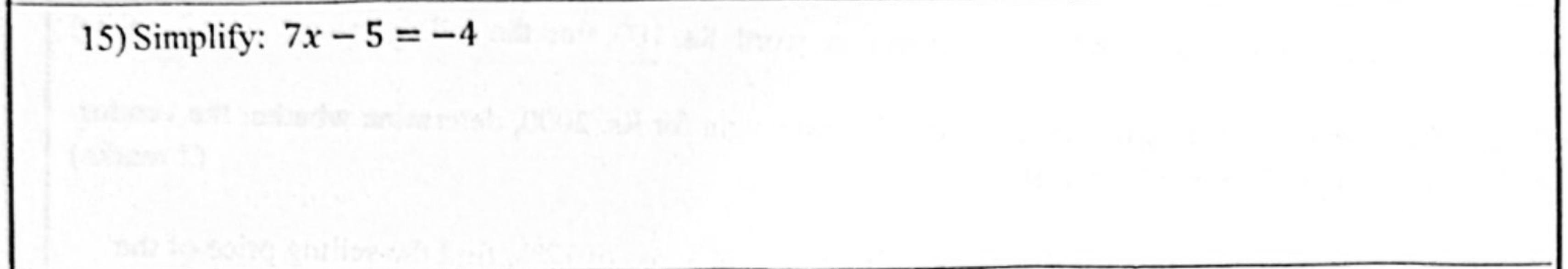 Paper I Part A Q15: Solve a two-step linear equation