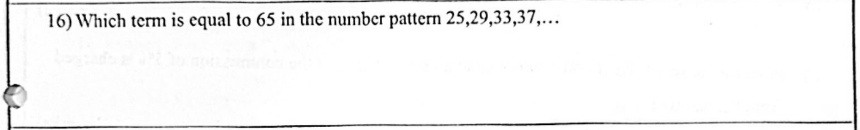 Paper I Part A Q16: Position of a given term in an arithmetic pattern