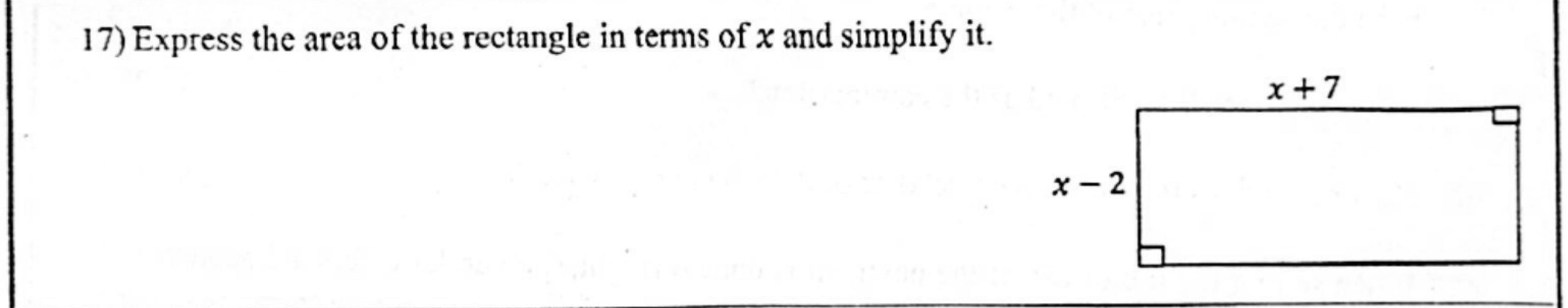Paper I Part A Q17: Area of a rectangle with binomial sides