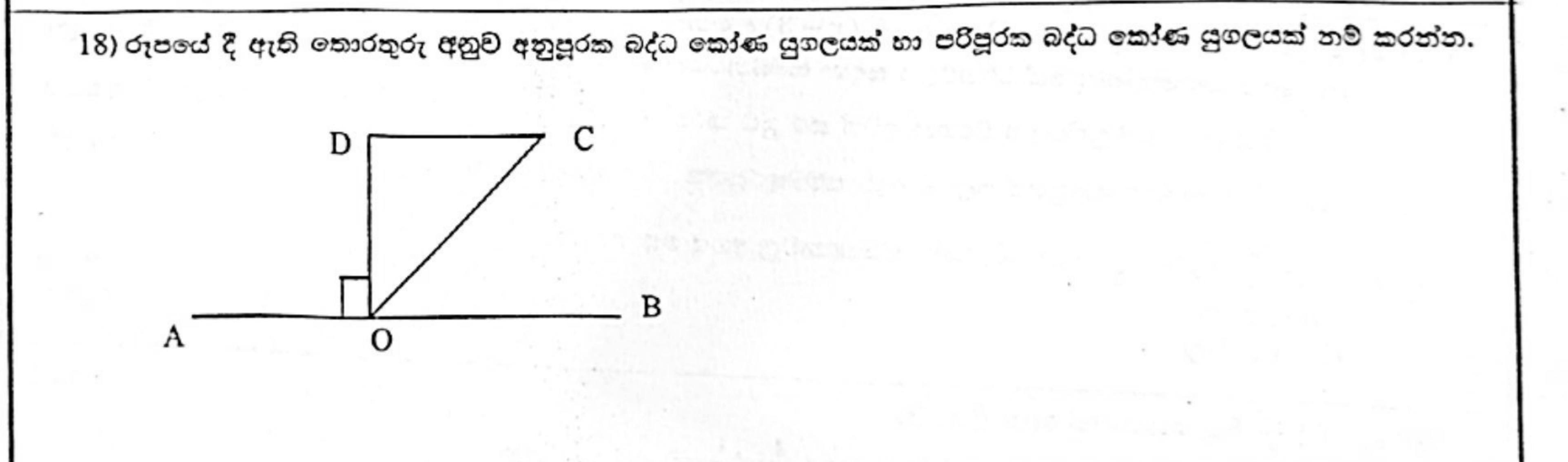 Paper I Part A Q18: Name complementary and supplementary adjacent angle pairs