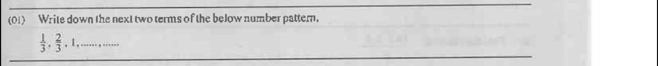 Paper I Part A Q1: Next two terms of a pattern of thirds