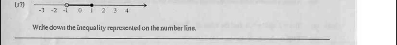 Paper I Part A Q17: Write the inequality shown on a number line