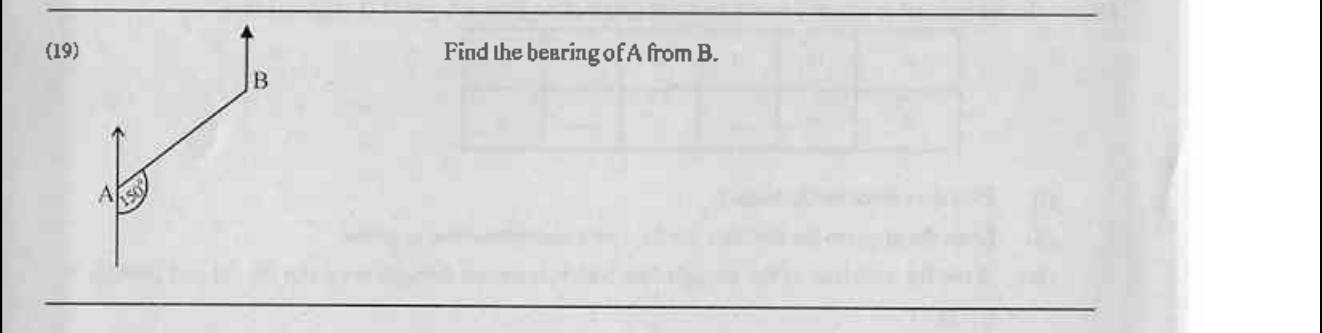 Paper I Part A Q19: Bearing of A from B using the angle with the south direction