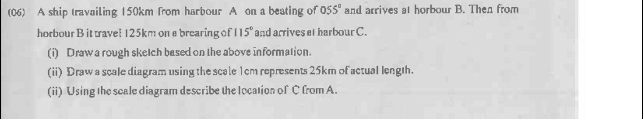 Paper II Part A Q6: Sketch and scale drawing of a two-leg voyage; locate C from A
