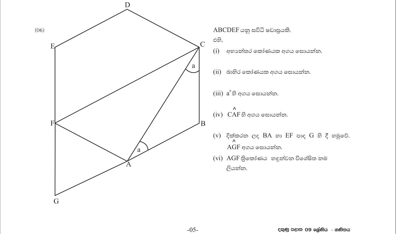 Paper I Part B Q6: Regular hexagon angles; triangle formed by produced sides