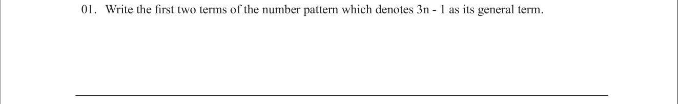 Paper I Part A Q1: First two terms from a linear general term