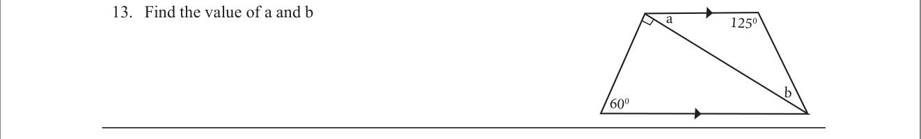 Paper I Part A Q13: Angles in a trapezium with a diagonal and a right angle