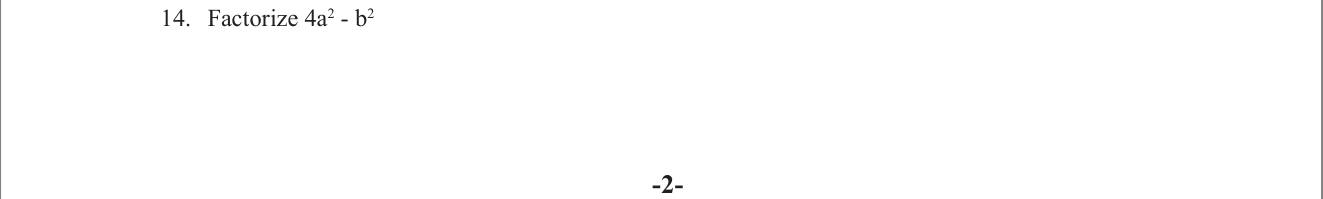 Paper I Part A Q14: Factorise a difference of two squares