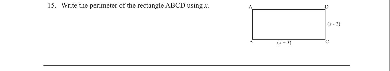 Paper I Part A Q15: Perimeter of a rectangle with algebraic sides
