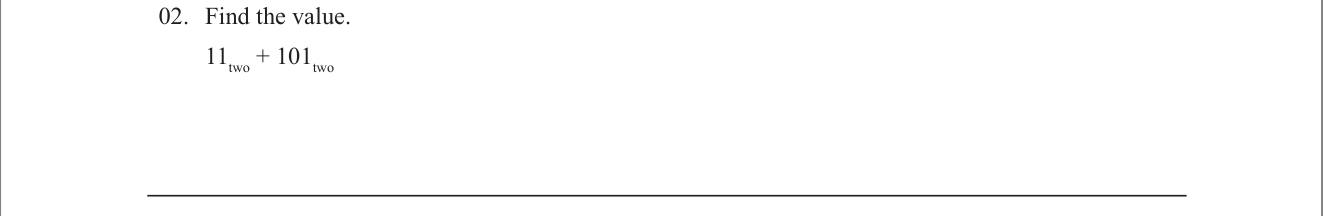 Paper I Part A Q2: Add two binary numbers