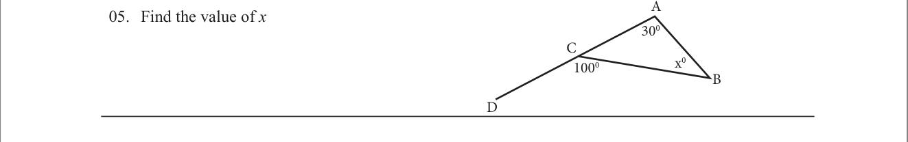 Paper I Part A Q5: Exterior angle of a triangle equals sum of interior opposite angles