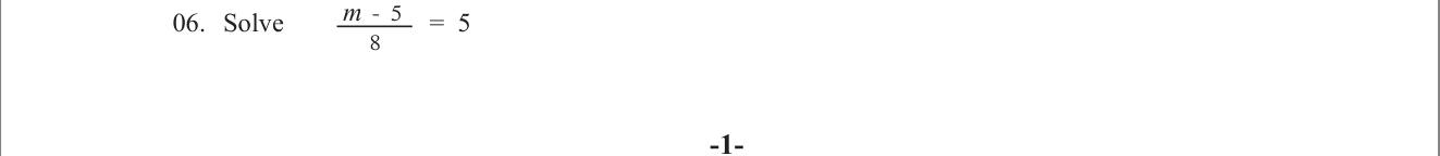 Paper I Part A Q6: Solve a linear equation with a fraction